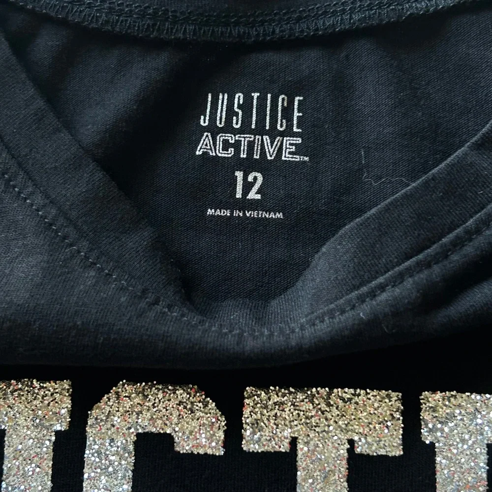 Justice Girls Size 12‎ Top Bundle Black Cold Shoulder Tee & Blue Tie Dye Tank